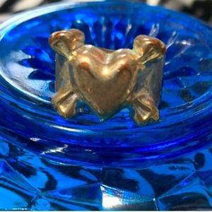 Heart and Crossbone Silver-Coloured Ring